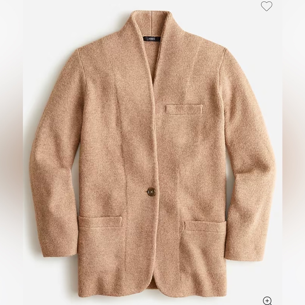 J. Crew Cocoon sweater-blazer Wool and Alpaca - Color: Hthr Mushroom